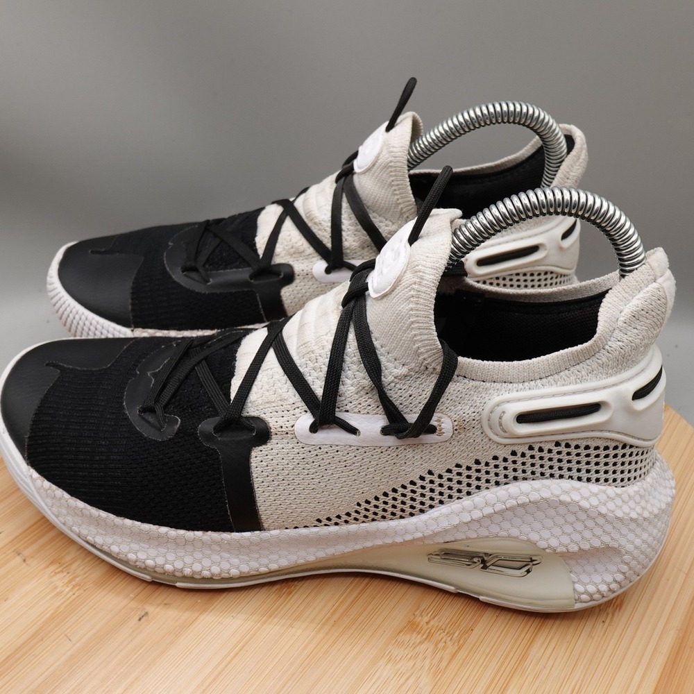 Under Armour Shoes 6Y Womens 7.5 Curry 6 Basketball Black White Athletic GUC